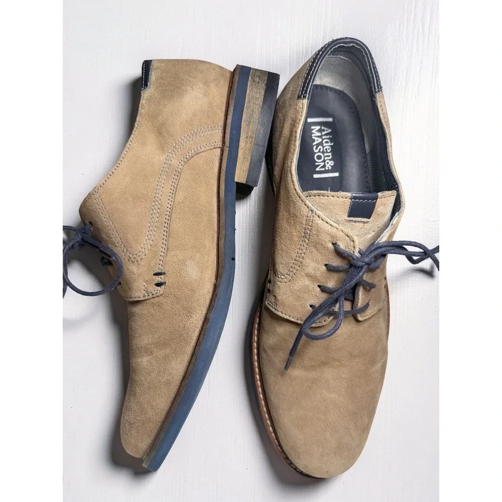 Aiden & Mason Men's Beige Suede Leather Oxford Lace Up Shoes Size 10 EUC